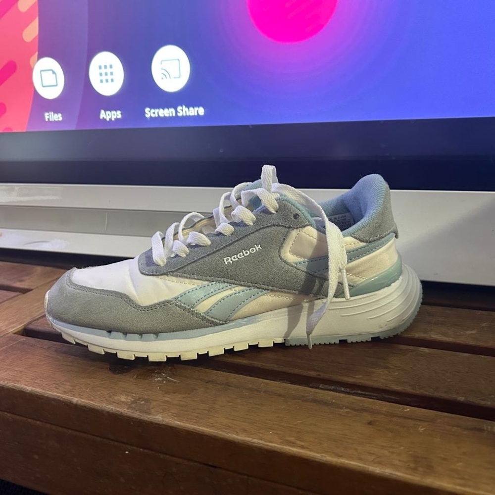Reebok White and Light Blue Athletic Shoes
